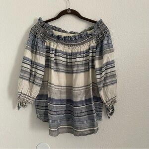 Beach Riot Women's Size Small Blue Striped Off the Shoulder Top
